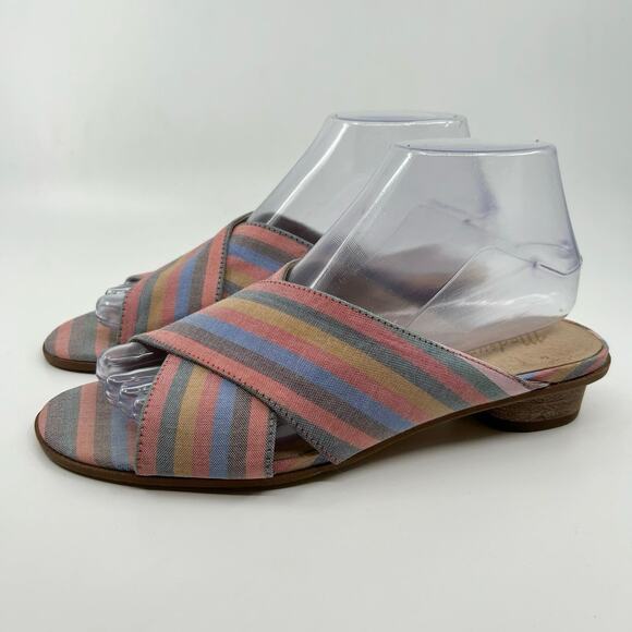 Madewell The Ruthie Criss-Cross Mule Rainbow Stripe WMNS 7 1/2 Slip On Strappy - Picture 4 of 7